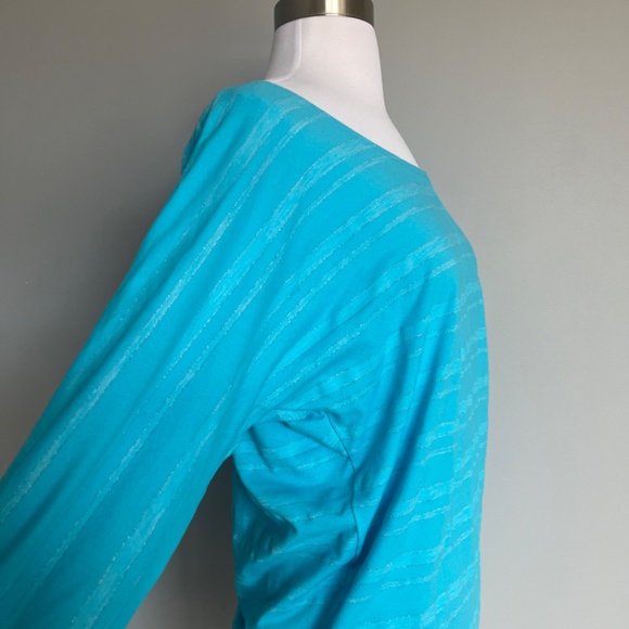 Athleta Blue Shimmer Stripe Dory Dolman Tunic Top‎ - Picture 5 of 12